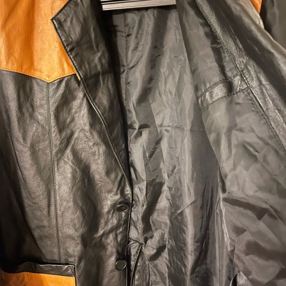 USA leather jacket, men’s L,  real leather, black and tan - Picture 6 of 11